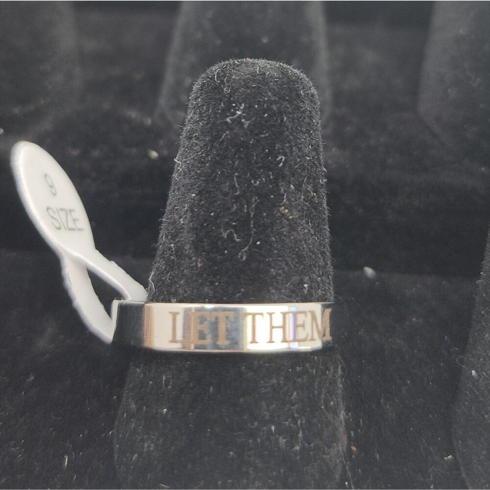 New LET THEM Silver Tone Ring Engraved Trendy Jewelry Gifts Size 9‎
